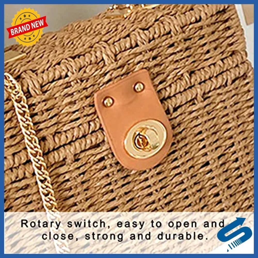 Straw Woven Tote Shoulder Bag Boho Chic Beach Vacation Crossbody Handbag